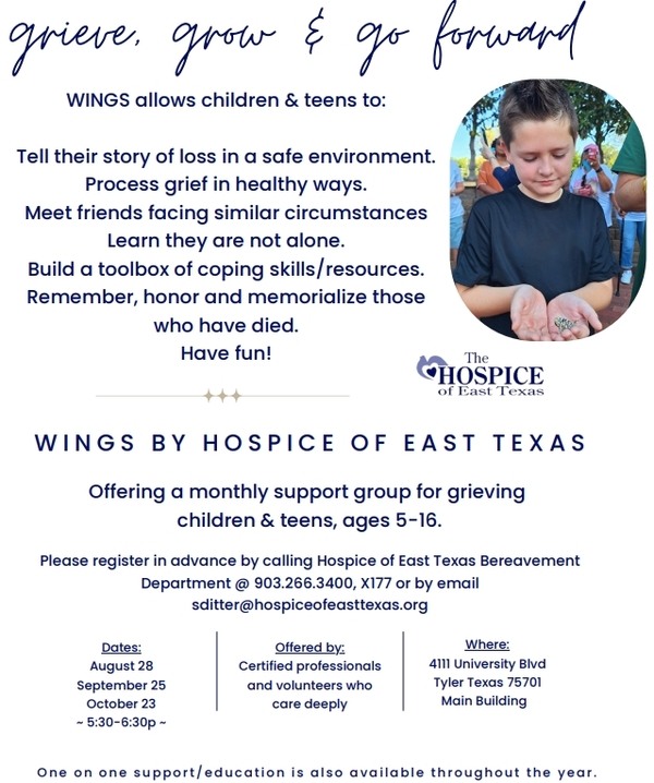 wings-fall-schedule flyer for the WINGS workshops for children and teens